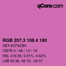 カラーコード: RGB 207.3 108.4 180 | qconv.com