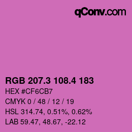 カラーコード: RGB 207.3 108.4 183 | qconv.com