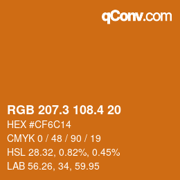 カラーコード: RGB 207.3 108.4 20 | qconv.com