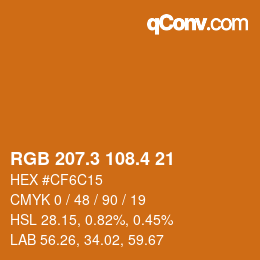 カラーコード: RGB 207.3 108.4 21 | qconv.com