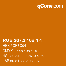 カラーコード: RGB 207.3 108.4 4 | qconv.com