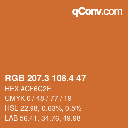 カラーコード: RGB 207.3 108.4 47 | qconv.com