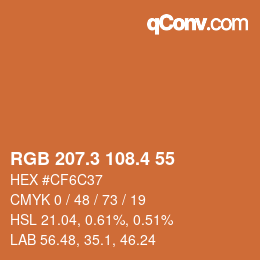 カラーコード: RGB 207.3 108.4 55 | qconv.com