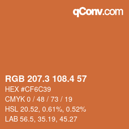 カラーコード: RGB 207.3 108.4 57 | qconv.com