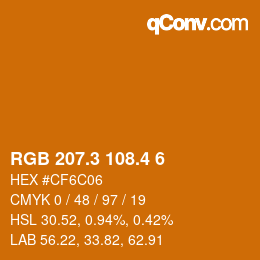カラーコード: RGB 207.3 108.4 6 | qconv.com