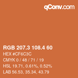 カラーコード: RGB 207.3 108.4 60 | qconv.com