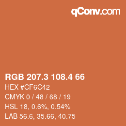 カラーコード: RGB 207.3 108.4 66 | qconv.com