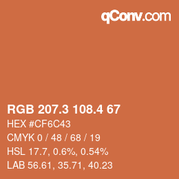 カラーコード: RGB 207.3 108.4 67 | qconv.com