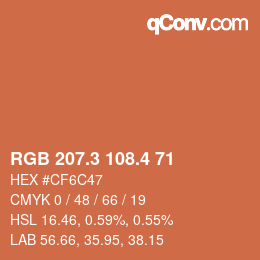 カラーコード: RGB 207.3 108.4 71 | qconv.com