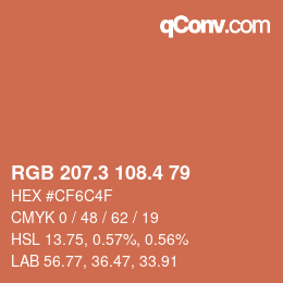 カラーコード: RGB 207.3 108.4 79 | qconv.com