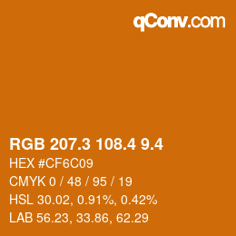 カラーコード: RGB 207.3 108.4 9.4 | qconv.com