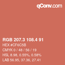 カラーコード: RGB 207.3 108.4 91 | qconv.com