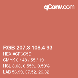 カラーコード: RGB 207.3 108.4 93 | qconv.com