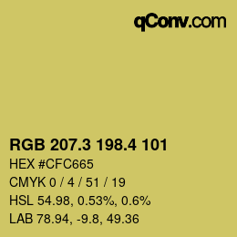 カラーコード: RGB 207.3 198.4 101 | qconv.com