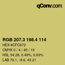 カラーコード: RGB 207.3 198.4 114 | qconv.com