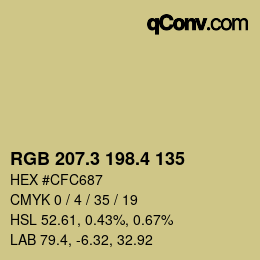カラーコード: RGB 207.3 198.4 135 | qconv.com