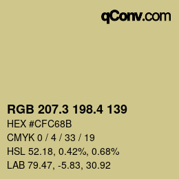 カラーコード: RGB 207.3 198.4 139 | qconv.com