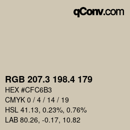 カラーコード: RGB 207.3 198.4 179 | qconv.com