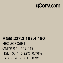 カラーコード: RGB 207.3 198.4 180 | qconv.com