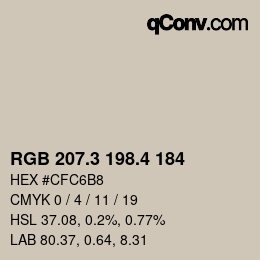 カラーコード: RGB 207.3 198.4 184 | qconv.com