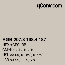 カラーコード: RGB 207.3 198.4 187 | qconv.com