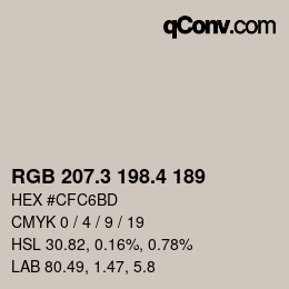 カラーコード: RGB 207.3 198.4 189 | qconv.com