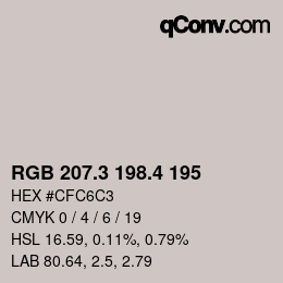 カラーコード: RGB 207.3 198.4 195 | qconv.com