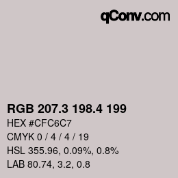 カラーコード: RGB 207.3 198.4 199 | qconv.com