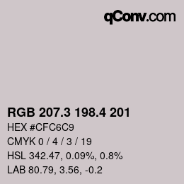カラーコード: RGB 207.3 198.4 201 | qconv.com