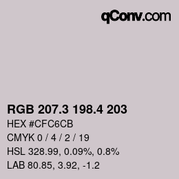 カラーコード: RGB 207.3 198.4 203 | qconv.com