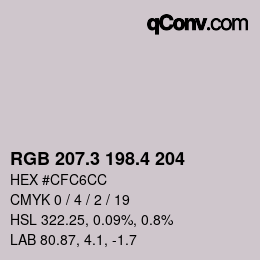 カラーコード: RGB 207.3 198.4 204 | qconv.com