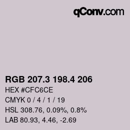 カラーコード: RGB 207.3 198.4 206 | qconv.com