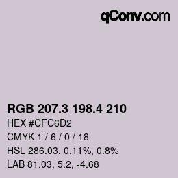 カラーコード: RGB 207.3 198.4 210 | qconv.com