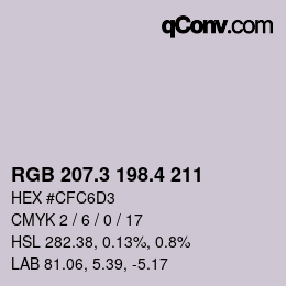 カラーコード: RGB 207.3 198.4 211 | qconv.com