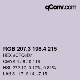 カラーコード: RGB 207.3 198.4 215 | qconv.com