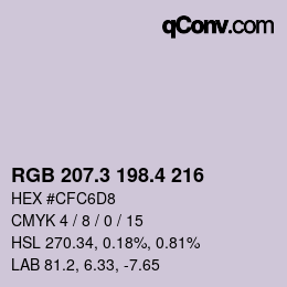 カラーコード: RGB 207.3 198.4 216 | qconv.com