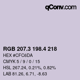 カラーコード: RGB 207.3 198.4 218 | qconv.com