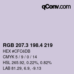 カラーコード: RGB 207.3 198.4 219 | qconv.com