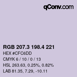カラーコード: RGB 207.3 198.4 221 | qconv.com