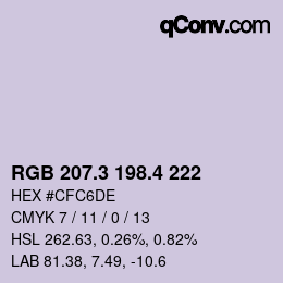 カラーコード: RGB 207.3 198.4 222 | qconv.com