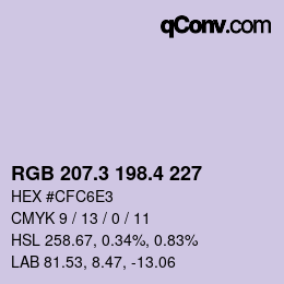カラーコード: RGB 207.3 198.4 227 | qconv.com