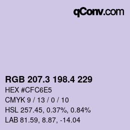 カラーコード: RGB 207.3 198.4 229 | qconv.com