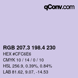 カラーコード: RGB 207.3 198.4 230 | qconv.com