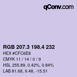 カラーコード: RGB 207.3 198.4 232 | qconv.com