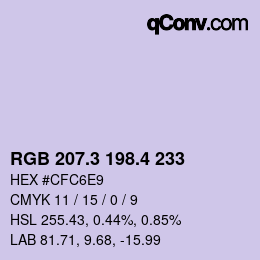 カラーコード: RGB 207.3 198.4 233 | qconv.com