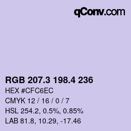 カラーコード: RGB 207.3 198.4 236 | qconv.com