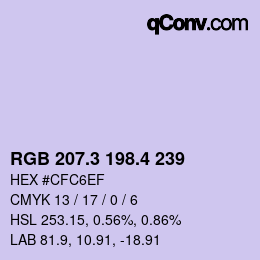 カラーコード: RGB 207.3 198.4 239 | qconv.com