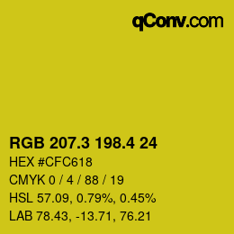 カラーコード: RGB 207.3 198.4 24 | qconv.com