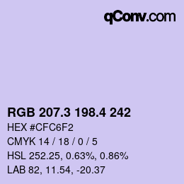 カラーコード: RGB 207.3 198.4 242 | qconv.com