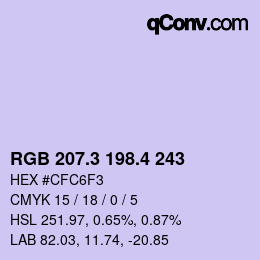 カラーコード: RGB 207.3 198.4 243 | qconv.com